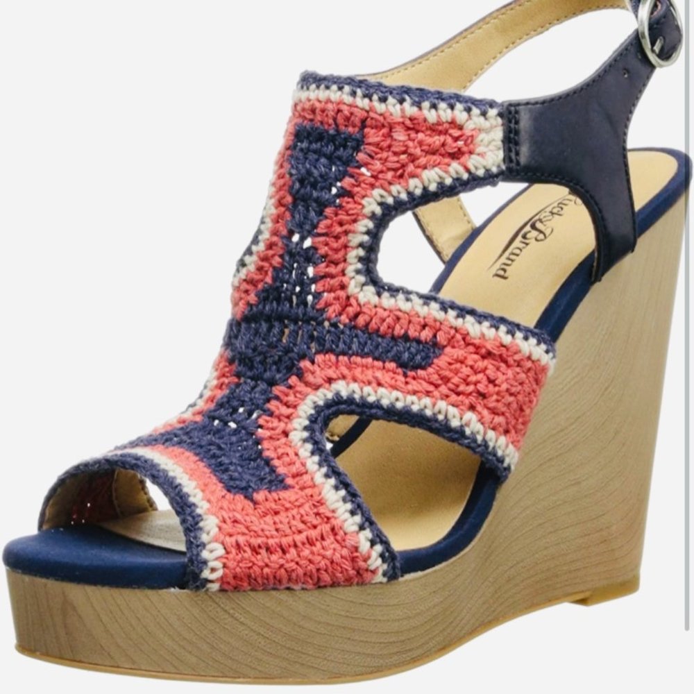 Lucky Brand Riverr Crochet Wedge Sandals 7.5